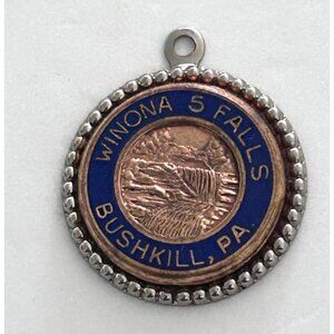 Vintage Sterling Silver Winona 5 Falls Bushkill PA Souvenir Travel Charm Pendant